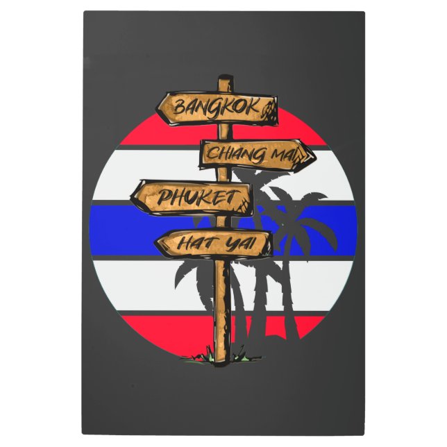 Impresión En Metal Destinos de Tailandia - Bangkok Chiang Mai Phuket (Anverso)