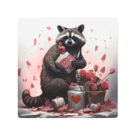 Impresión En Metal Día de San Valentín de poesía de Raccoon basura