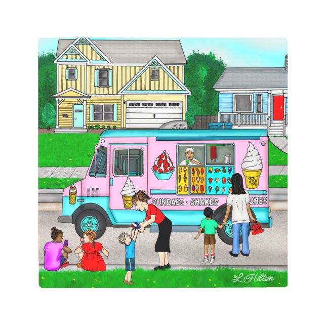 Impresión En Metal Día de verano caliente | Un Ilustracion caprichoso (Anverso)