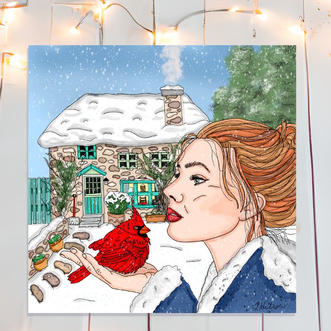 Impresión En Metal Día del Invierno dibujado a mano, cabaña inglesa (Subido por el creador)