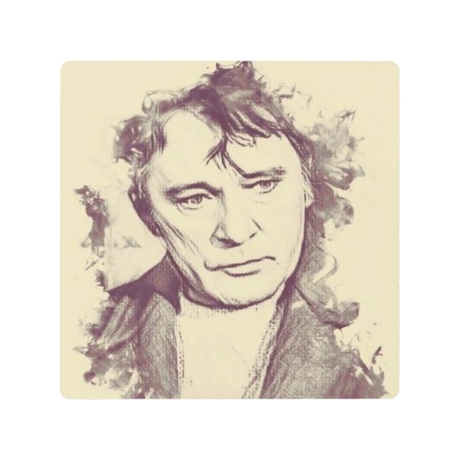 Impresión En Metal Dibujo del retrato de Richard Burton (Anverso)