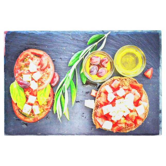 Impresión En Metal "Dieta griega y mediterránea", foto corta. ¡Hazte  (Anverso)