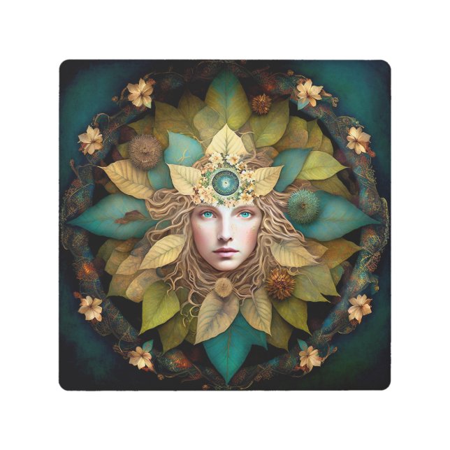 Impresión En Metal Diosa de la naturaleza Mandala (Anverso)
