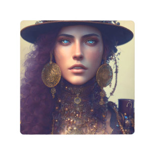 Impresión En Metal Diosa de Steampunk