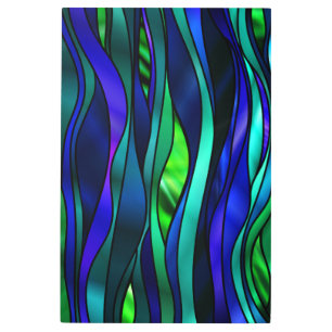 Impresión En Metal Diseño abstracto psicodélico azul