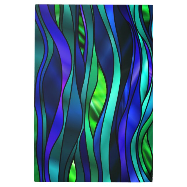 Impresión En Metal Diseño abstracto psicodélico azul (Anverso)