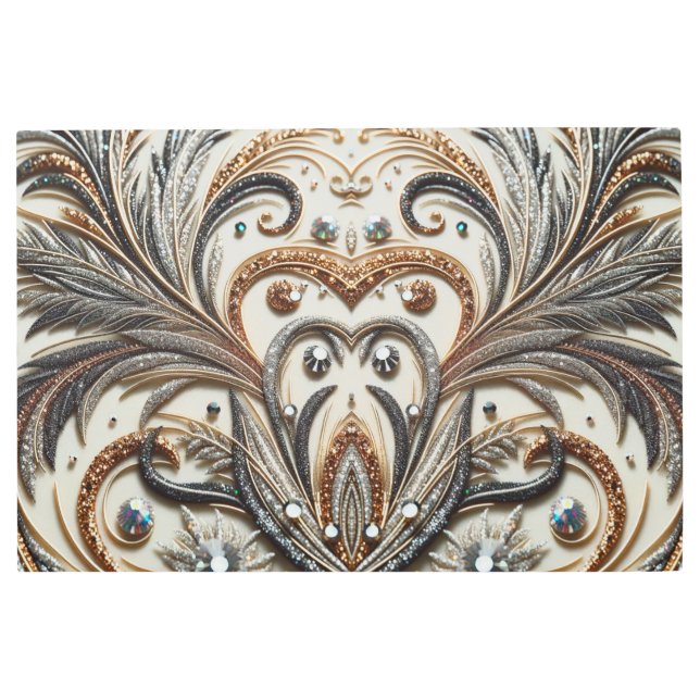 Impresión En Metal Diseño barroco glamuroso con piedras de Purpurina  (Anverso)