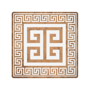 Impresión En Metal Diseño blanco del patrón de clave griega