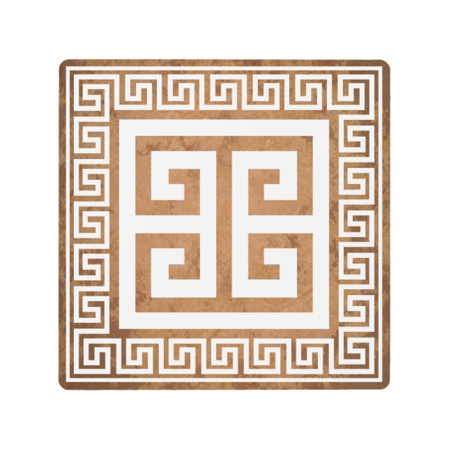 Impresión En Metal Diseño blanco del patrón de clave griega (Anverso)