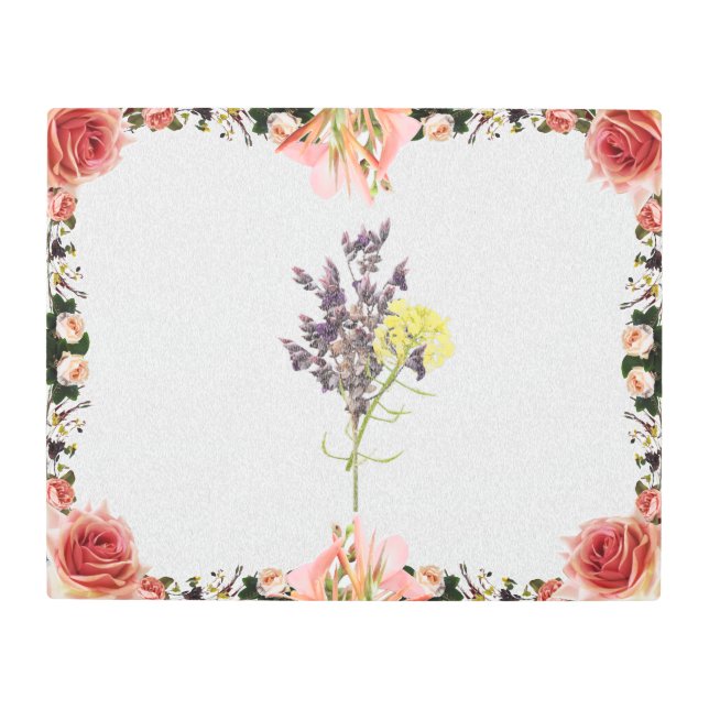 Impresión En Metal Diseño botánico de lavanda y flor silvestre amaril (Anverso)