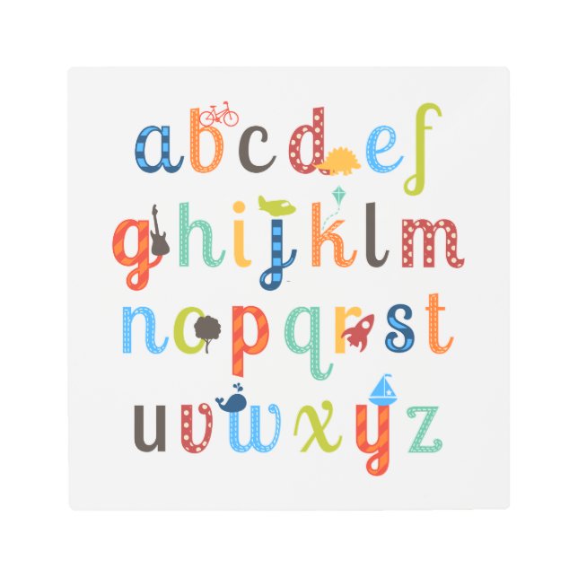 Impresión En Metal Diseño de alfabetos cúbicos (Anverso)