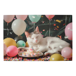 Impresión En Metal Diseño de celebración de cumpleaños de gatos adora