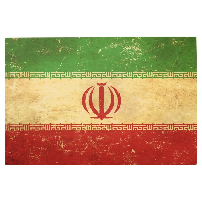 Impresión En Metal Diseño de cosecha de bandera de Irán (Anverso)