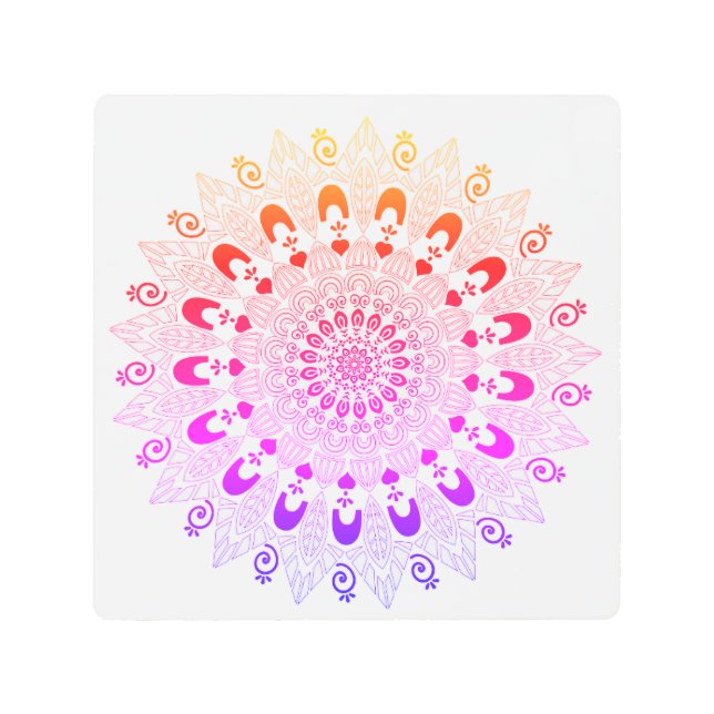 Impresión En Metal Diseño de flores de Mandala (Anverso)