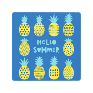 Impresión En Metal Diseño de tarjeta de vinos Fun Pineapple Vintage