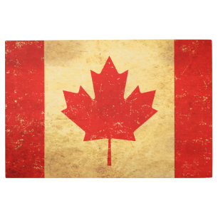 Impresión En Metal Diseño de vintage de bandera de Canadá
