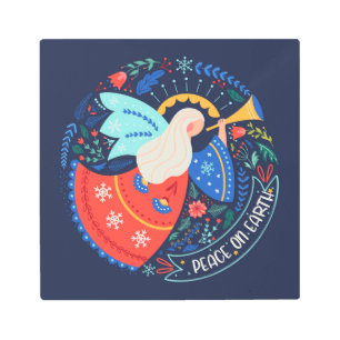Impresión En Metal Diseño del Ángel de la Paz en la Tierra