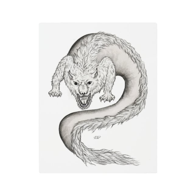 Impresión En Metal Diseño en blanco y negro de Wolfdragon (Anverso)