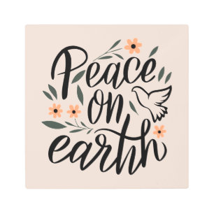 Impresión En Metal Diseño floral de la paz en la Tierra