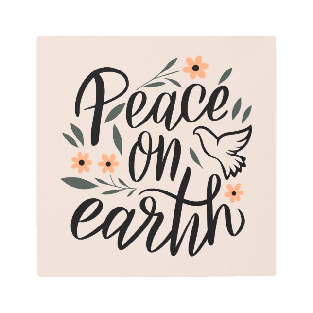 Impresión En Metal Diseño floral de la paz en la Tierra (Anverso)