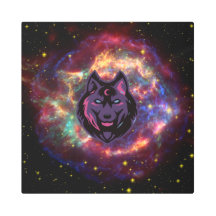 Diseño gráfico Wolf, fondo cósmico