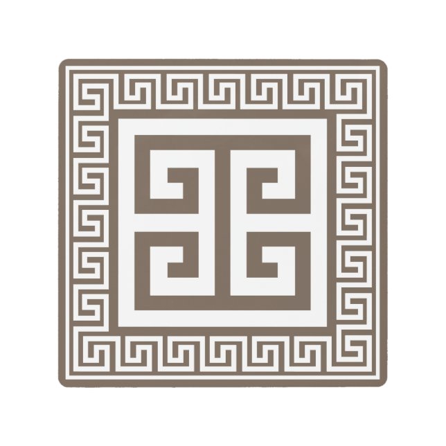 Impresión En Metal Diseño griego de patrón clave blanco y marrón (Anverso)