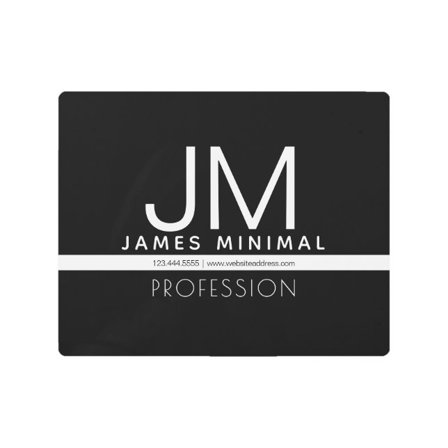 Impresión En Metal Diseño minimo profesional moderno | Blanco y negro (Anverso)