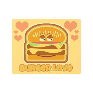 Impresión En Metal Divertido delicioso Cheeseburger Love Fun Comida