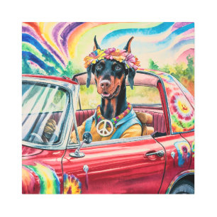 Impresión En Metal Dobermann Groovy 60 en rojo convertible