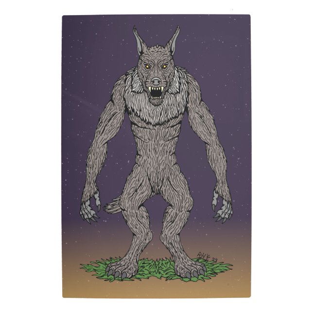 Impresión En Metal Dogman Cryptid o Werewolf (Anverso)