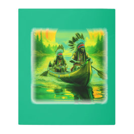 Impresión En Metal Dos Indios Están Remando En El Lago