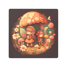 Impresión En Metal Dos lindas niñas elefantes