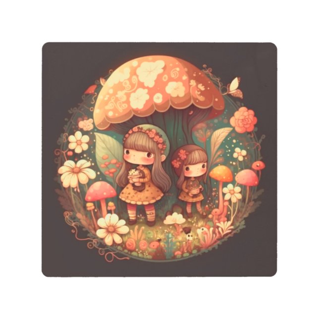 Impresión En Metal Dos lindas niñas elefantes (Anverso)