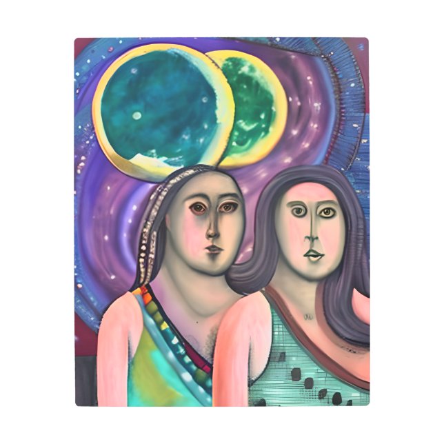 Impresión En Metal Dos mujeres bajo la luna (Anverso)