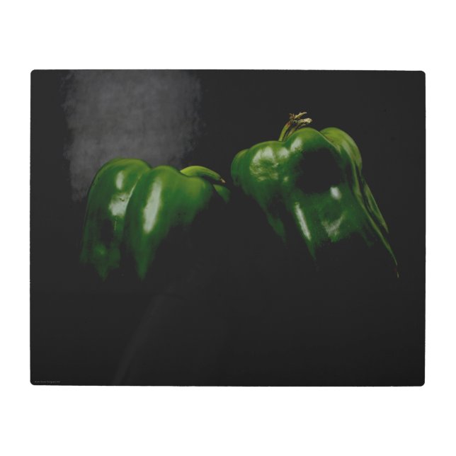 Impresión En Metal Dos pimientos verdes 20x16 (50x40cm) de wamea (Anverso)