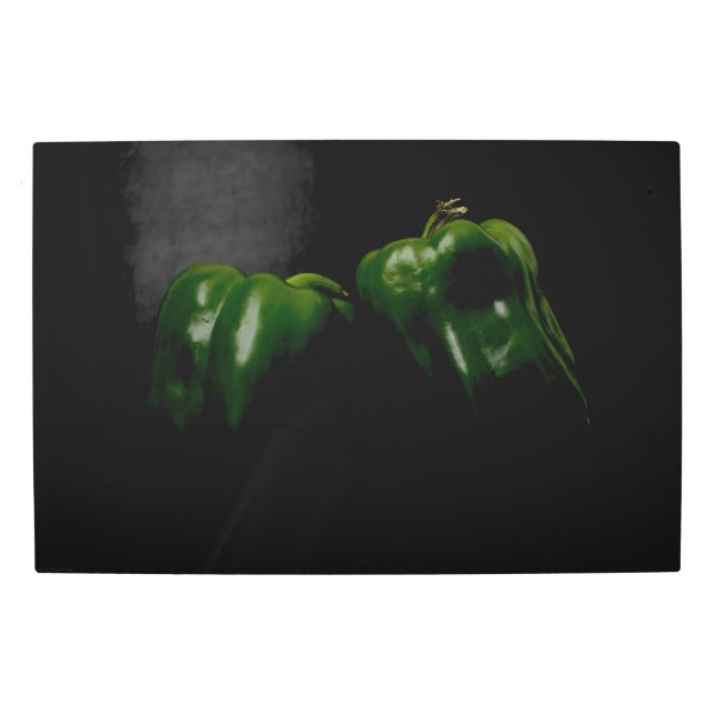 Impresión En Metal Dos pimientos verdes 30x20 (75x50cm) wamecna (Anverso)