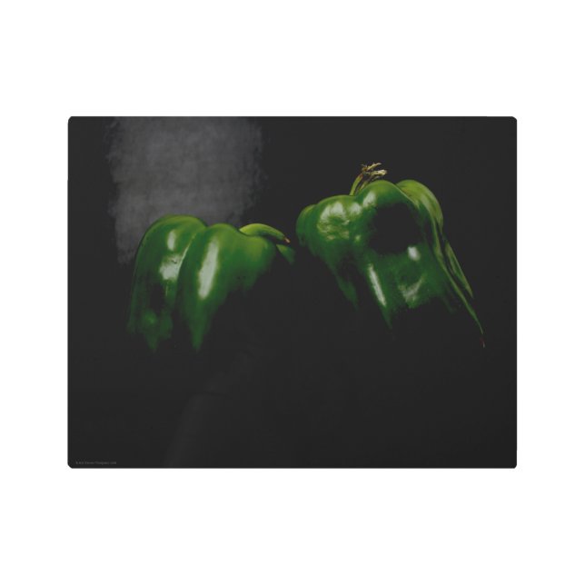 Impresión En Metal Dos pimientos verdes de 14x11 (35x27,5cm) (Anverso)