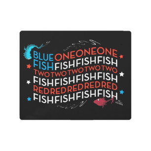 Impresión En Metal Dr. Seuss   Pescado azul rojo Pescado de bandera e