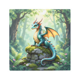 Impresión En Metal Dragón caprichoso en piedra antigua