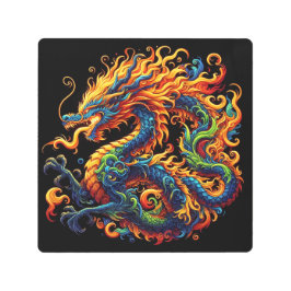 Impresión En Metal Dragón colorido