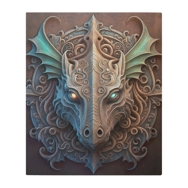 Impresión En Metal Dragón de estilo de gárgola medieval (Anverso)