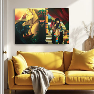 Impresión En Metal Dragón de gato de reina egipcio