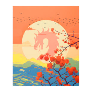 IMPRESIÓN EN METAL DRAGÓN DE MONTAÑA NATURAL DE BLOSSOM