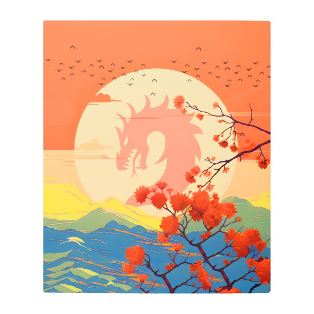 IMPRESIÓN EN METAL DRAGÓN DE MONTAÑA NATURAL DE BLOSSOM (Anverso)