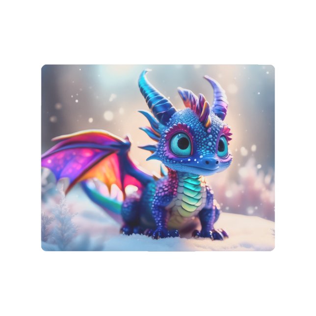 Impresión En Metal Dragón en la nieve. (Anverso)