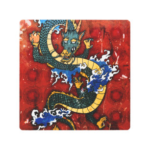 Impresión En Metal Dragón japonés