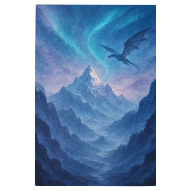 Impresión En Metal Dragon Over Frozen Mountains – Epic Blue Fantasy (Anverso)