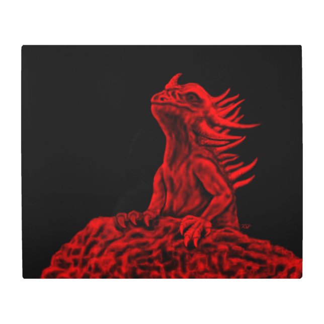 Impresión En Metal Dragón rojo pequeño (Anverso)