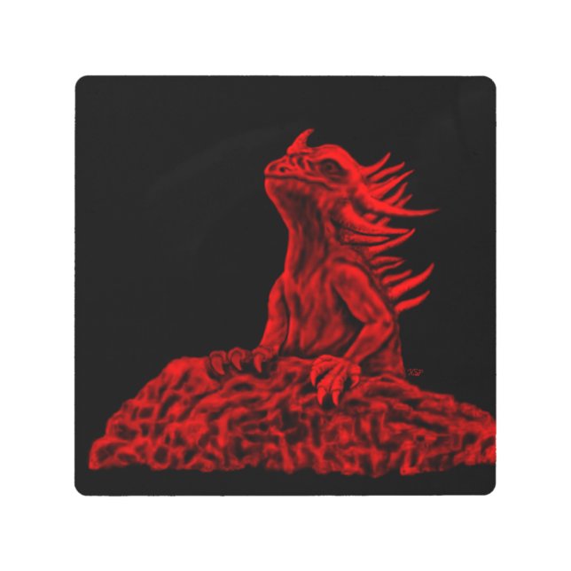 Impresión En Metal Dragón rojo pequeño (Anverso)
