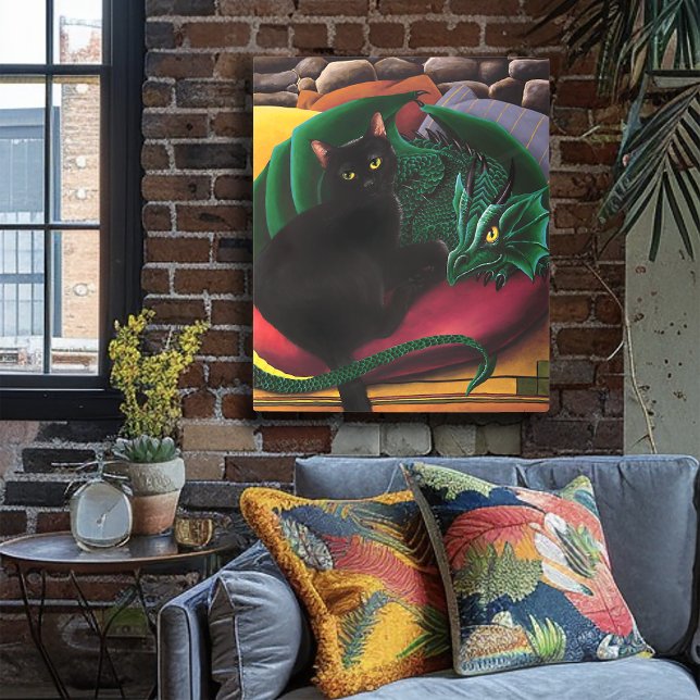 Impresión En Metal Dragón verde de gato negro (Subido por el creador)